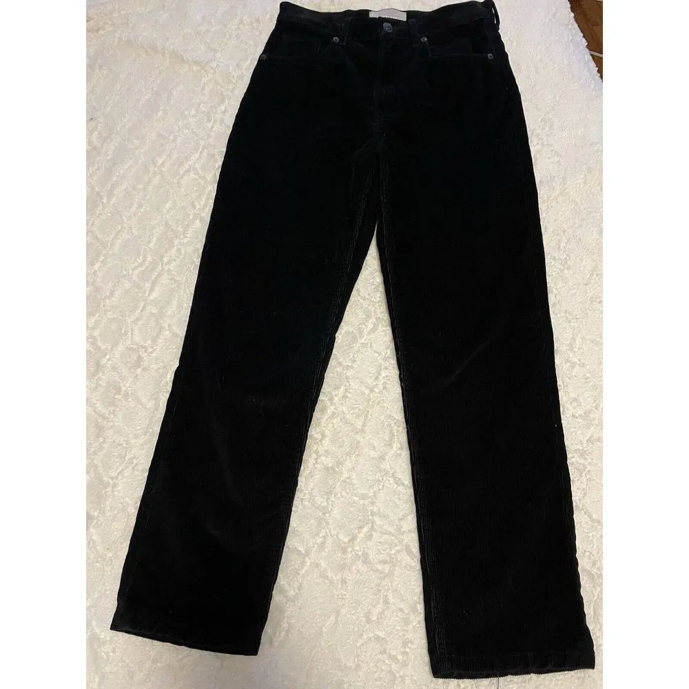 Everlane Size 26 Black Baby Cord Cheeky Jeans Pants Crop Straight Hi-Rise - Image 3
