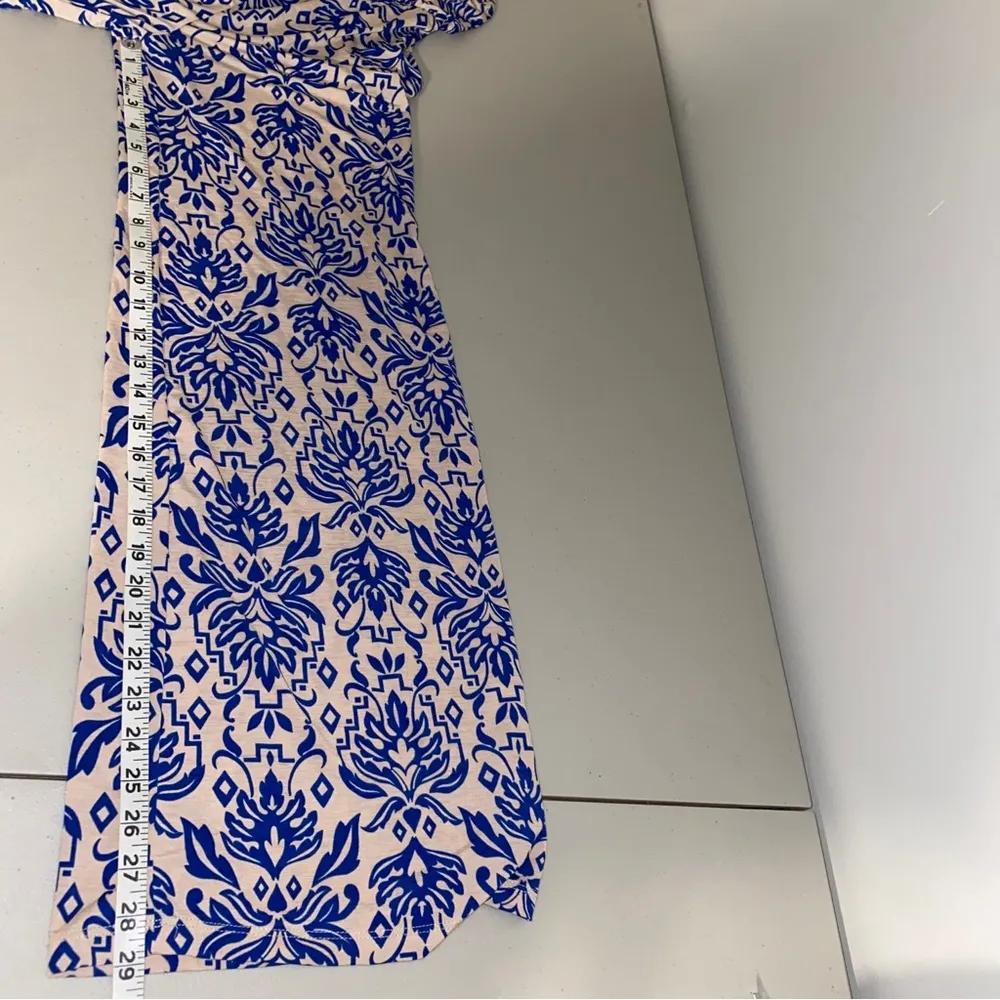 Love Culture Blue Cream Damask Print Strapless Blouson Wide Leg Jumpsuit Medium - Image 10