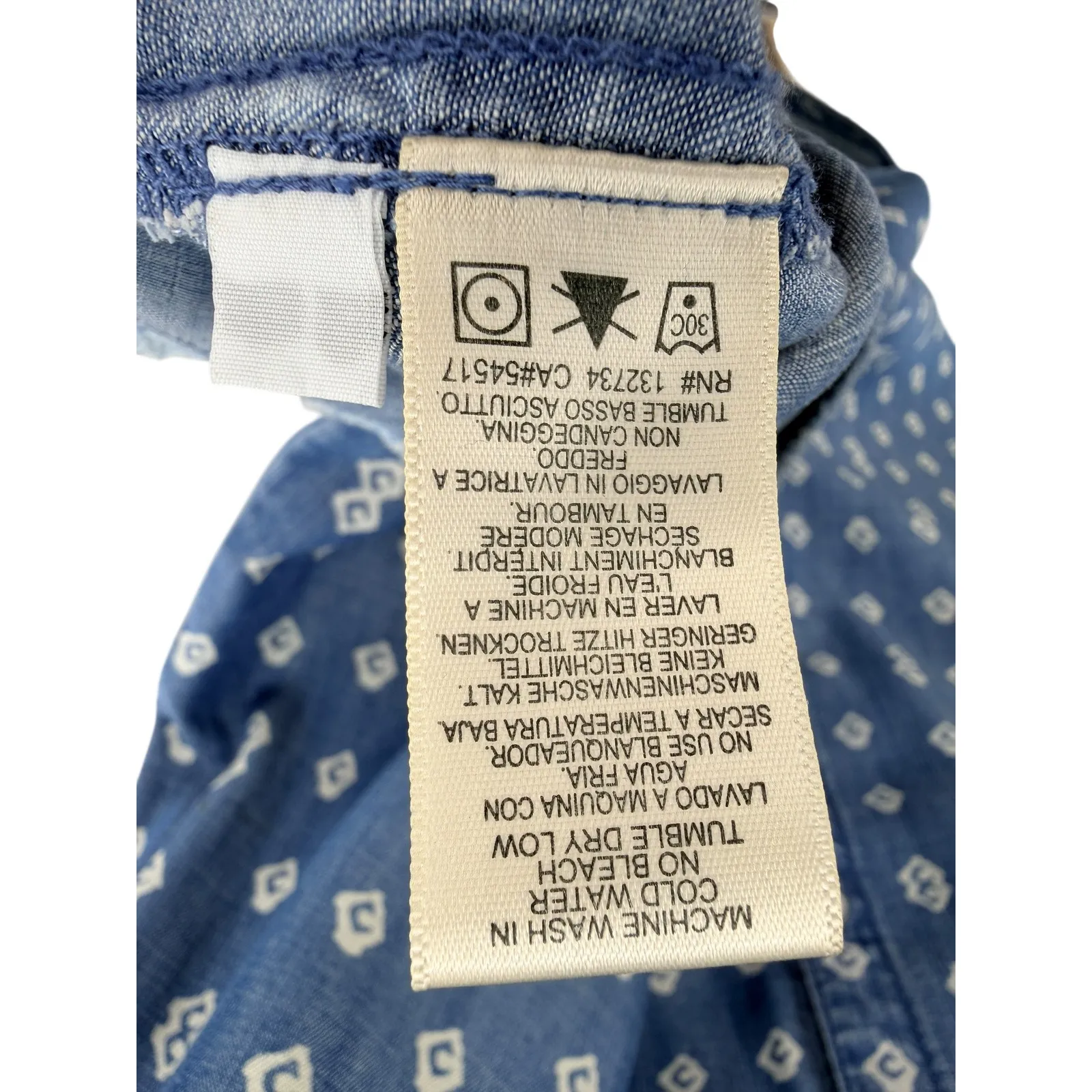 Cloth & Stone Anthropologie Blue Diamond Print Tencel Button Down Shirt Dress L - Image 3