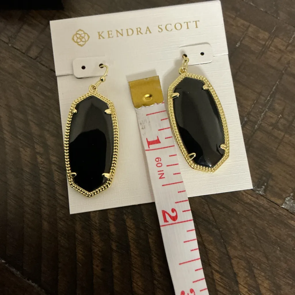 NWT Kendra Scott Black Drop Earrings Gold Tone - Image 4