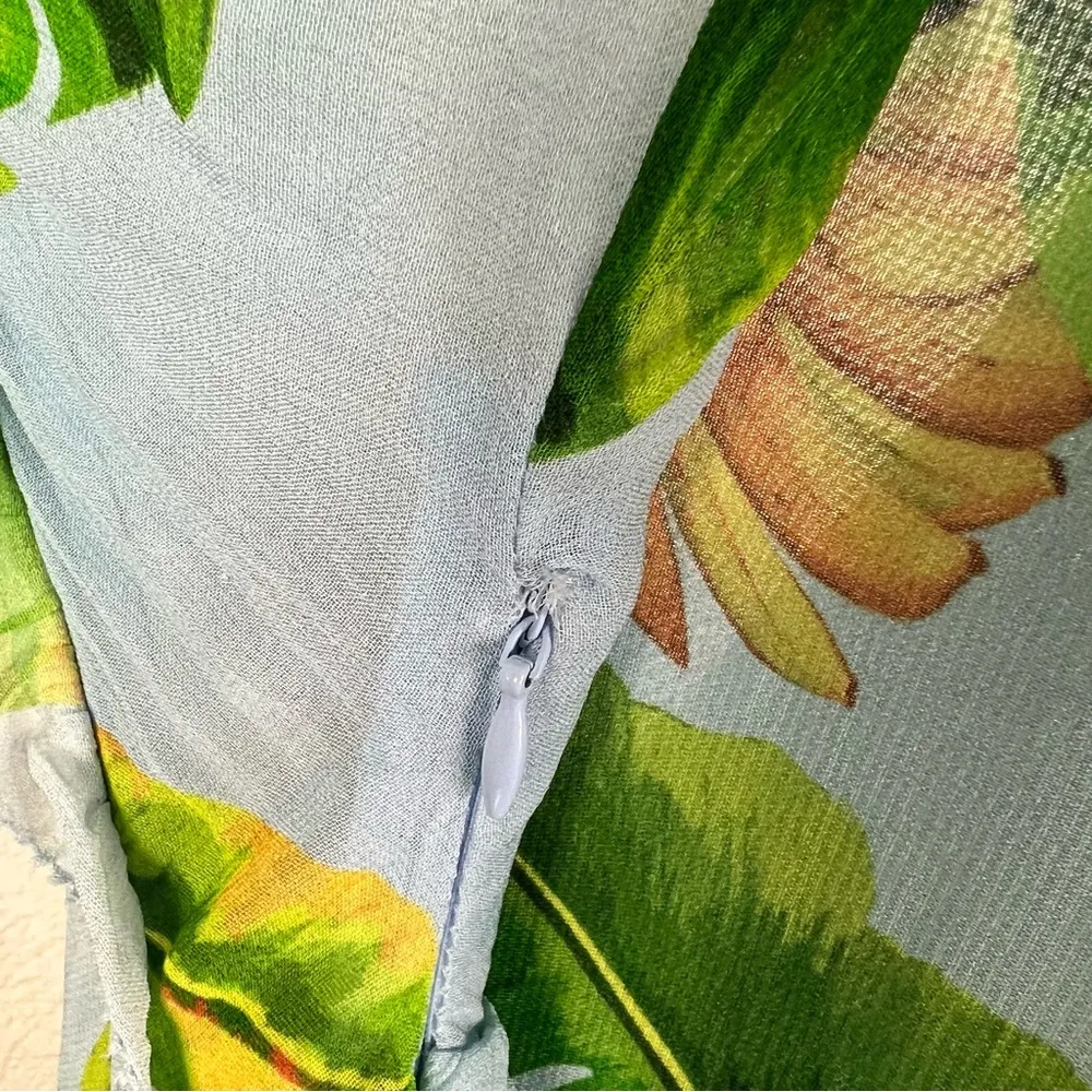 Farm Rio Fresh Bananas Butterfly Sleeve Maxi Dress Light Blue Green Size XS NWT - Image 8