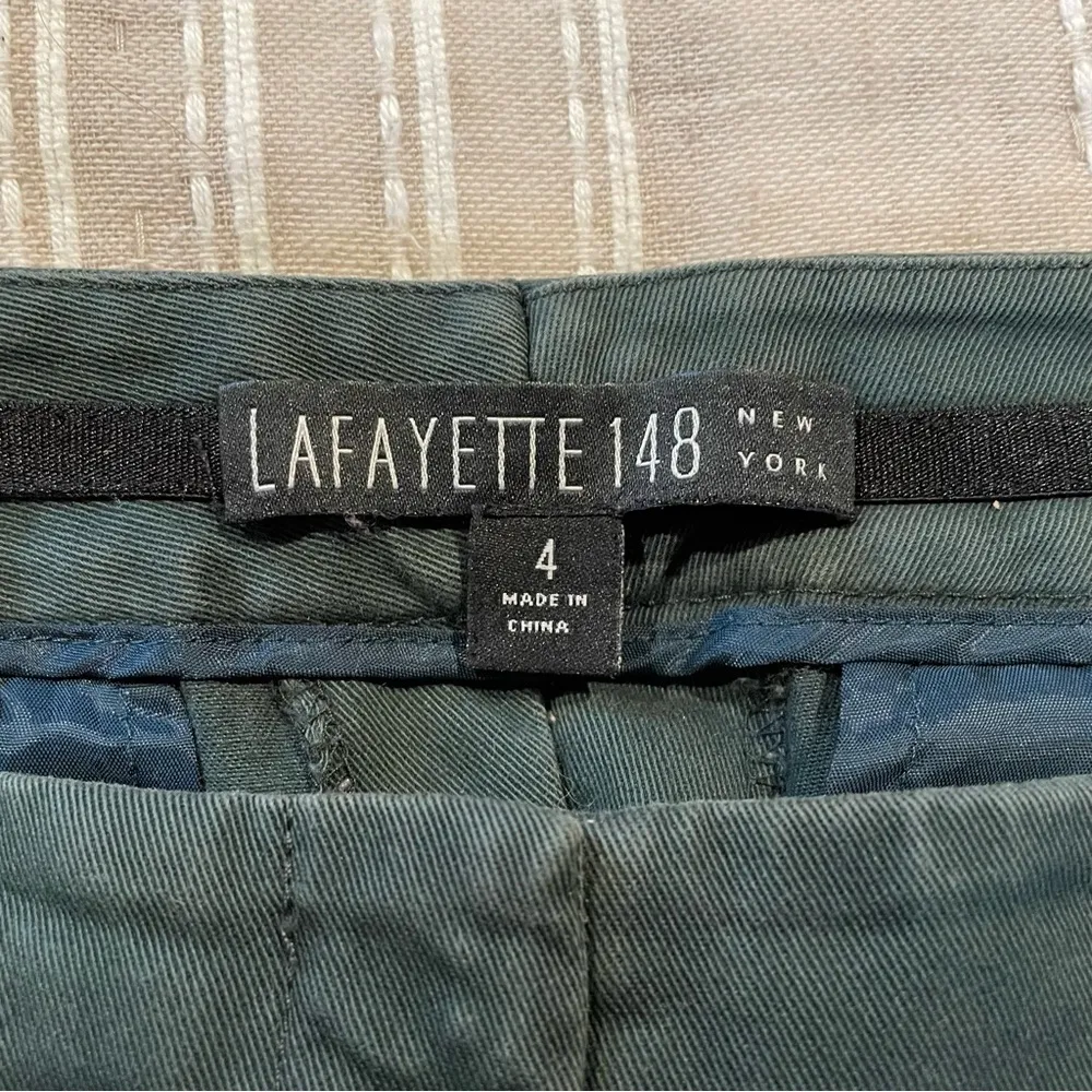Lafayette 148 New York Hunter Green Flat Front Slacks Pants 4 - Image 7
