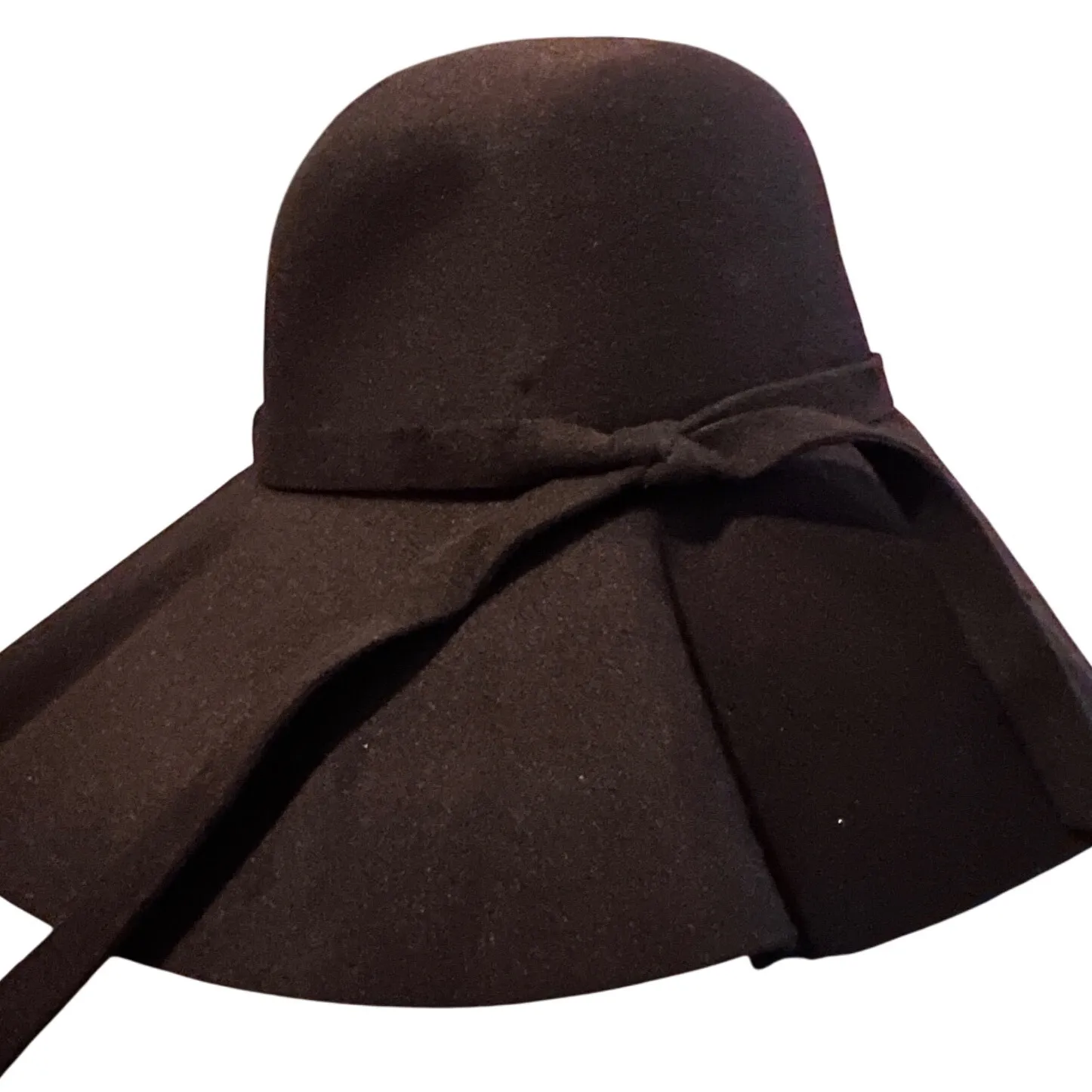 Floppy Cloche Hat Women's Vintage Style Bow Brown Fall Winter Dressy - Image 2