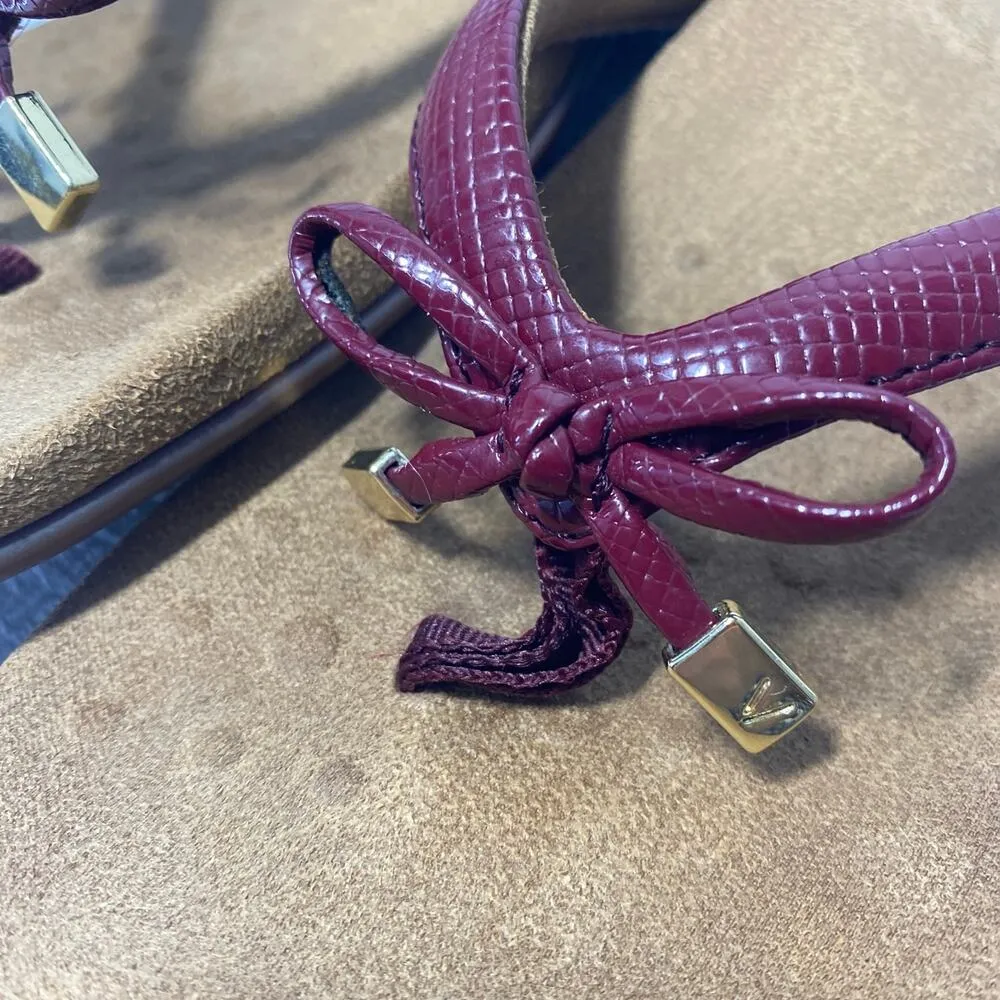 Vionic Burgundy Flip flop Sandals Tie gold Detail sz 9 - Image 6