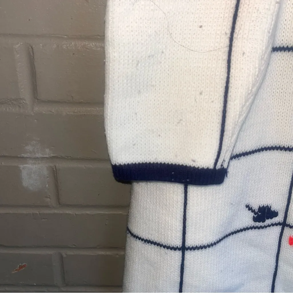 Vintage Playing Card Queen of Hearts Spades Clubs White Cardigan - Image 7