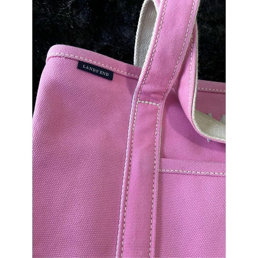 Land's end Medium Natural 5 Pocket pink  Canvas Tote Bag - Image 2