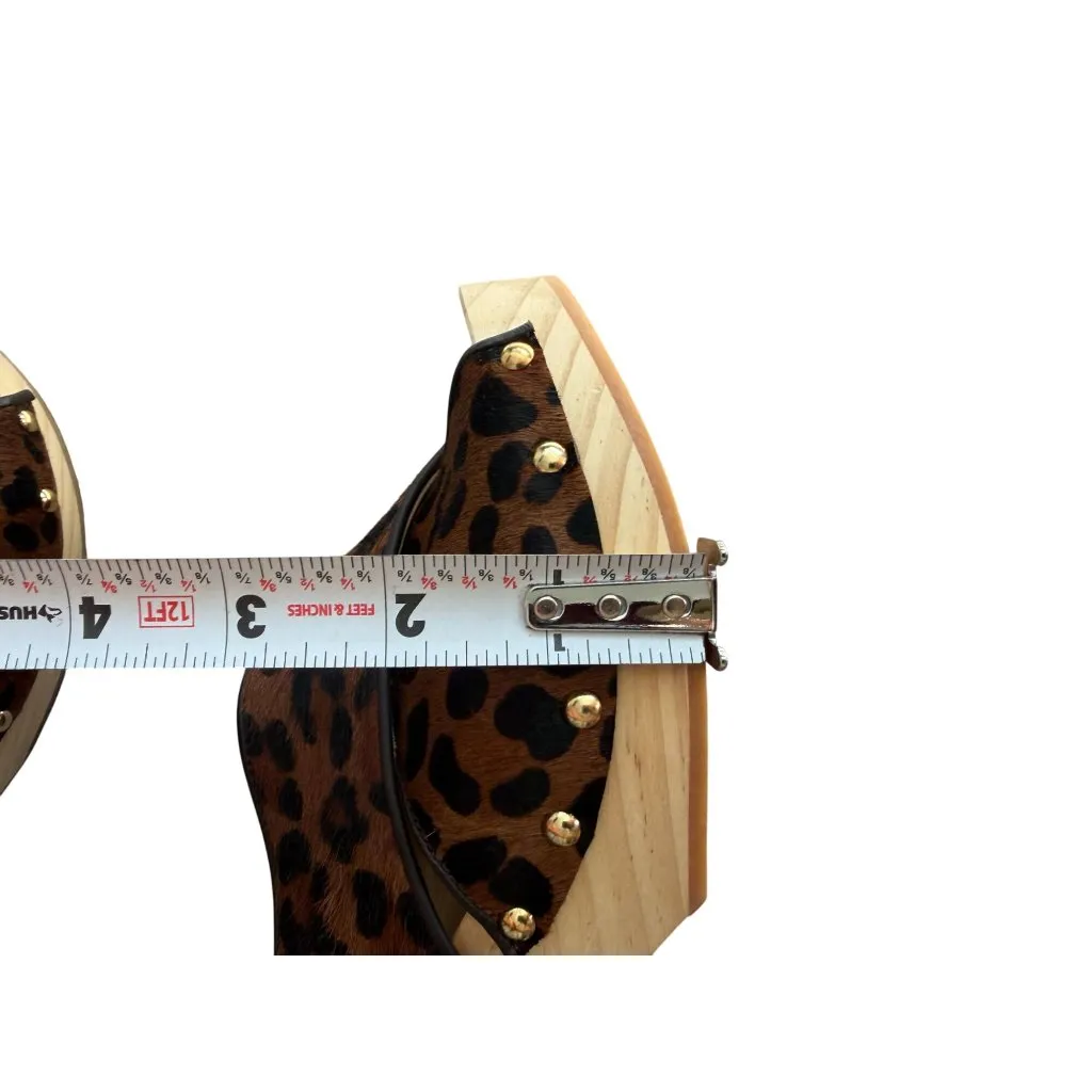 PAIGE Animal Print Brown Black Calf Hair Platform Sandals Heels Size 7.5 - Image 6