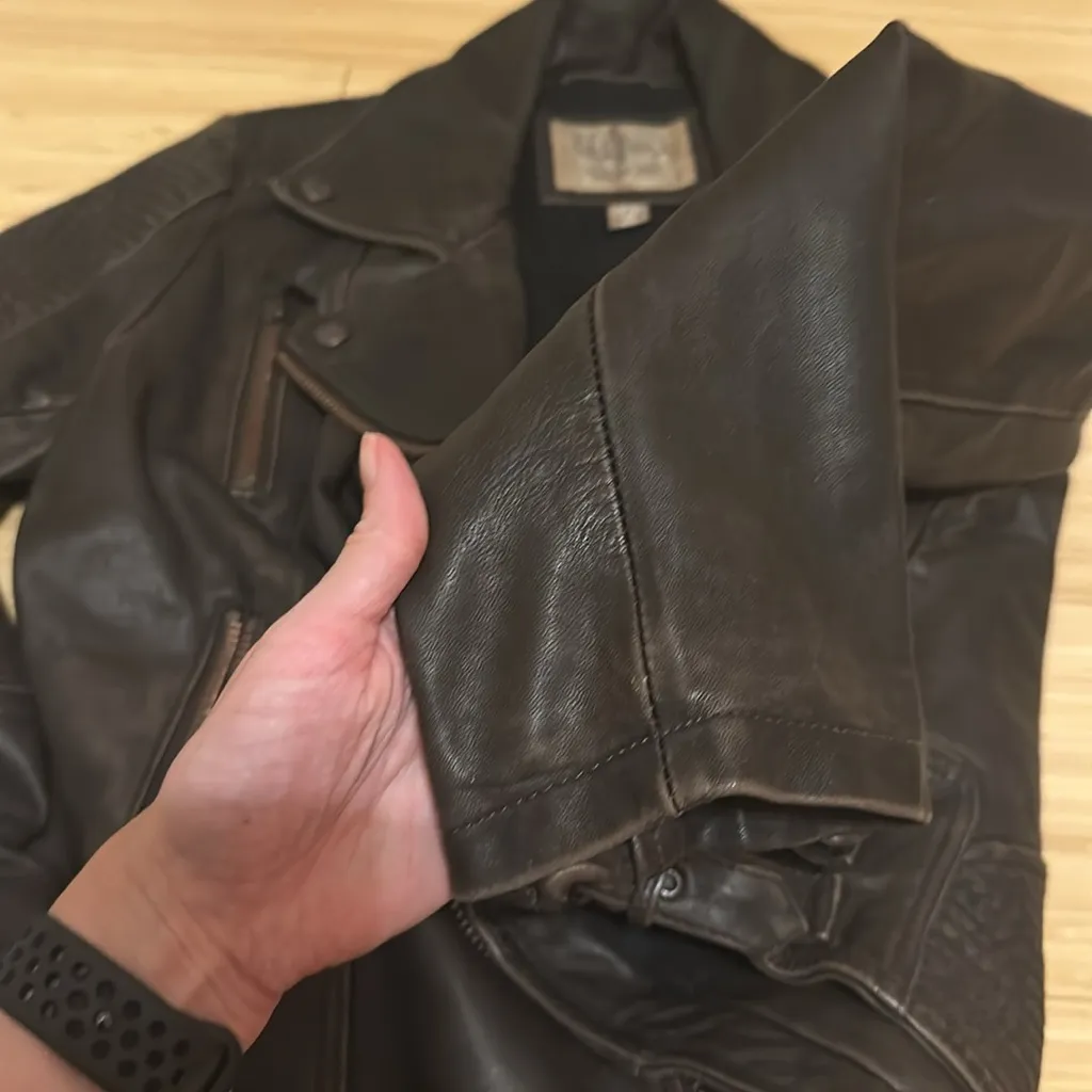 Wilsons Leather Dark Brown Biker Jacket - Image 10