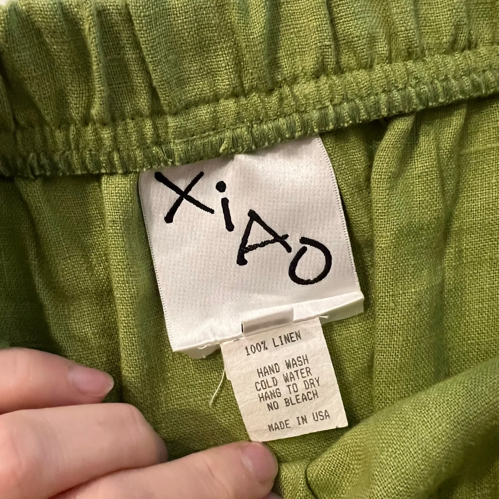 Xiao Green 100% Linen USA made Drawstring Waist Maxi Skirt Size Medium - Image 6