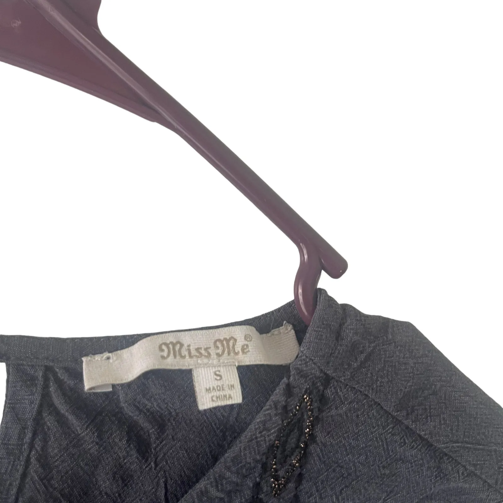 Miss Me‎ Women's Size Small Blue Linen Blend Boho Aztec Top - Image 5