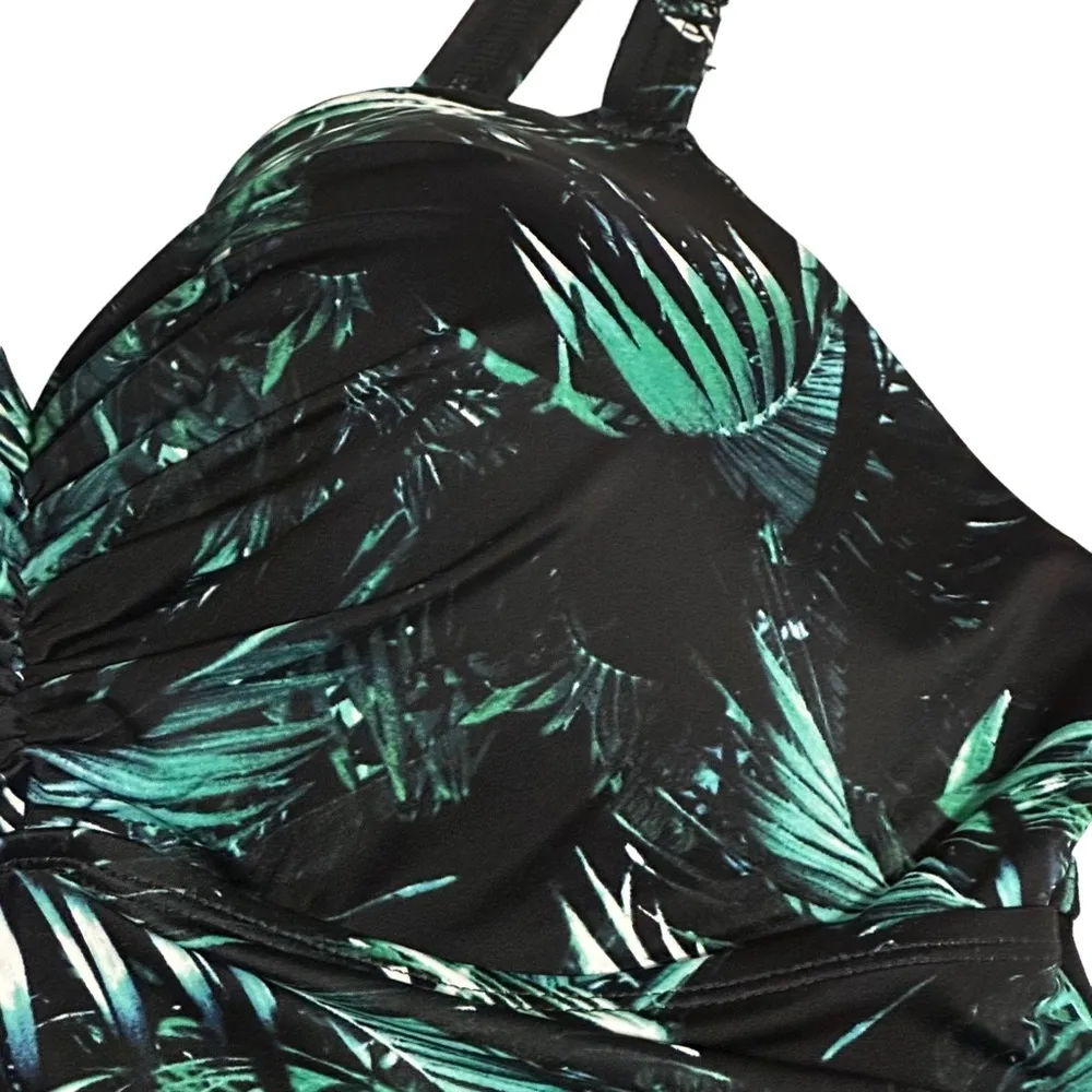 Torrid Palm Everyday Wire Free Bikini Top Black‎ Green 1/1X D DD #12076344 - Image 4