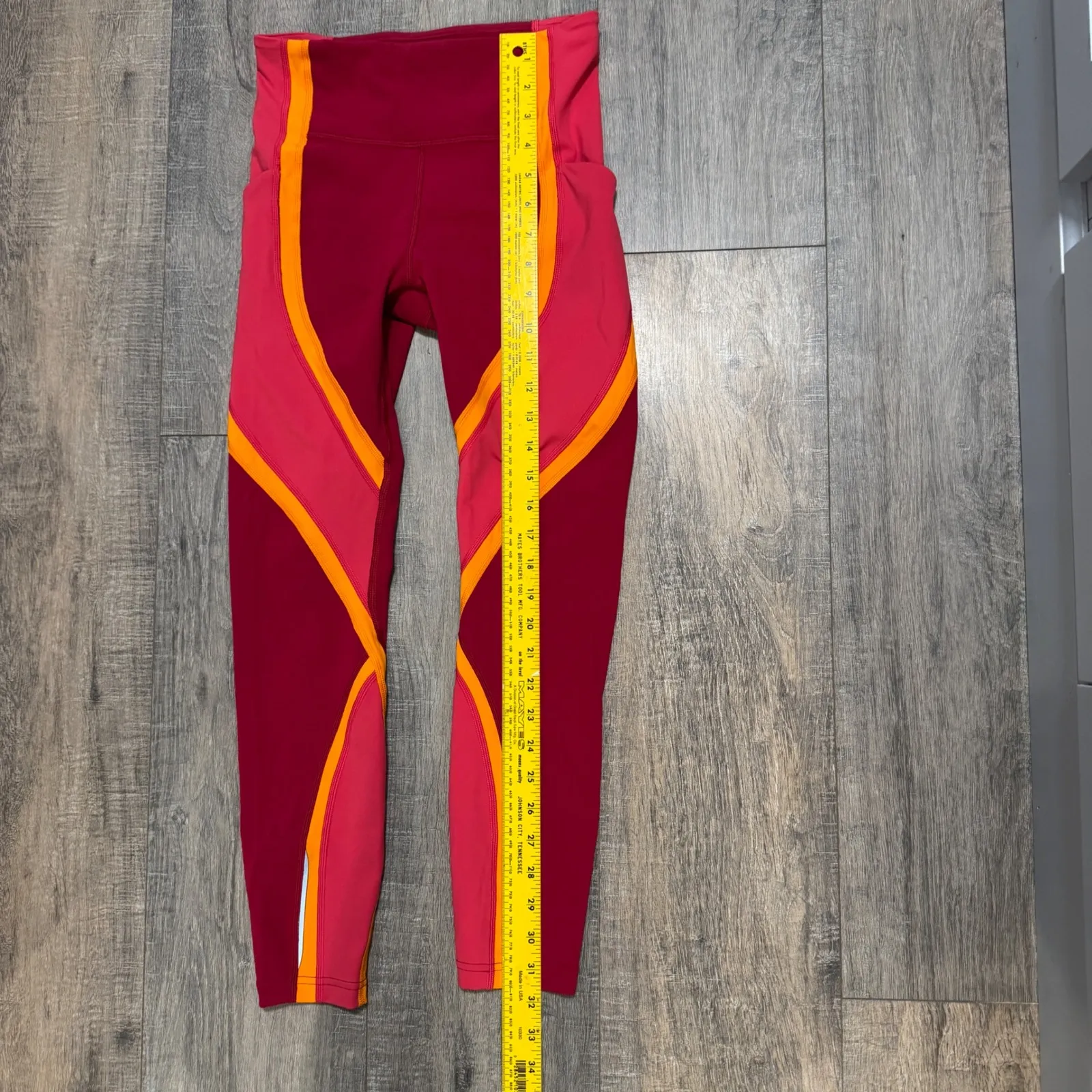 Lululemon Wild Twist 7/8 Tight Leggings Size 4 Red Orange Pink High Rise Running - Image 6