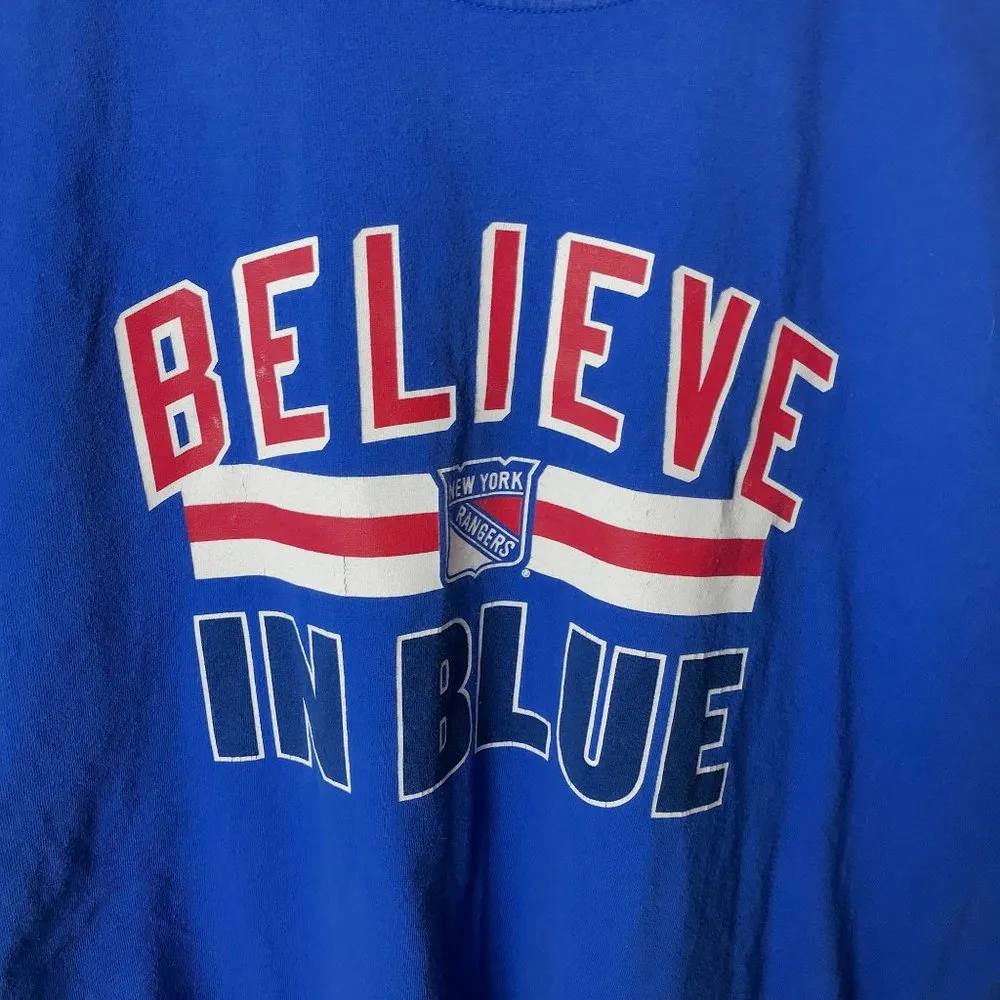 2013 New York Rangers Believe In Blue T Shirt Playoffs Hockey Team Graphic XL - Image 14
