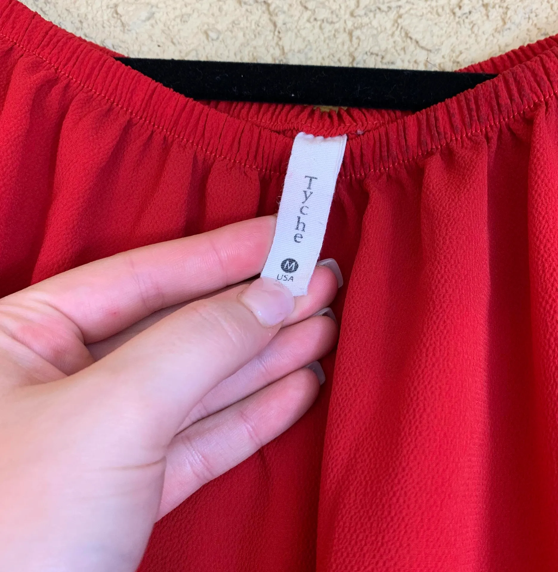 Red Off the Shoulder Flowy Sleeve Top - Image 4