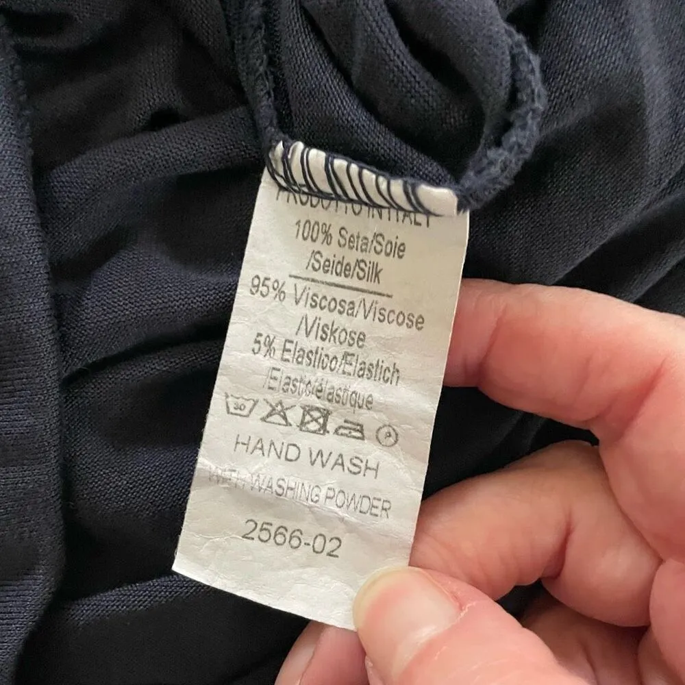 Gigi Moda Italy Venus Silk Maxi Dress Navy Blue M L $115 OSFM Size M - Image 9