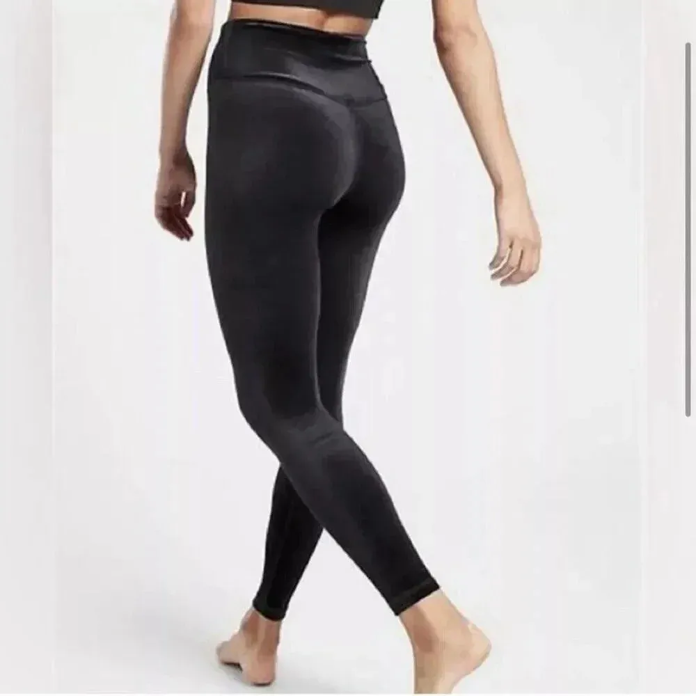 Athleta Elation Ultra High-Rise Velvet Tight/Legging Black Velour Casual Size L - Image 4