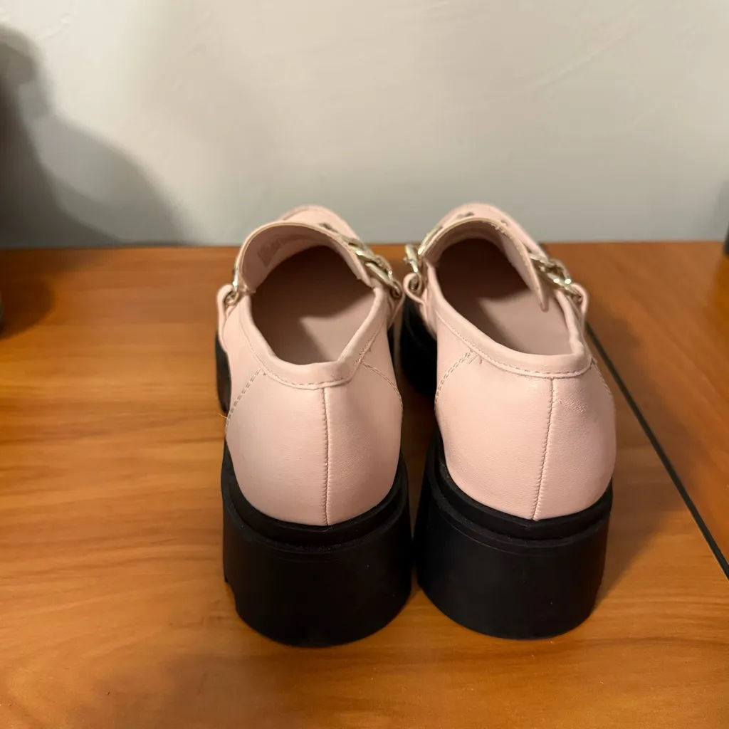 Open‎ Edit Ellie Chunky Lug Sole Loafer Blush Powder Pink Chain Detail Academia - Image 4