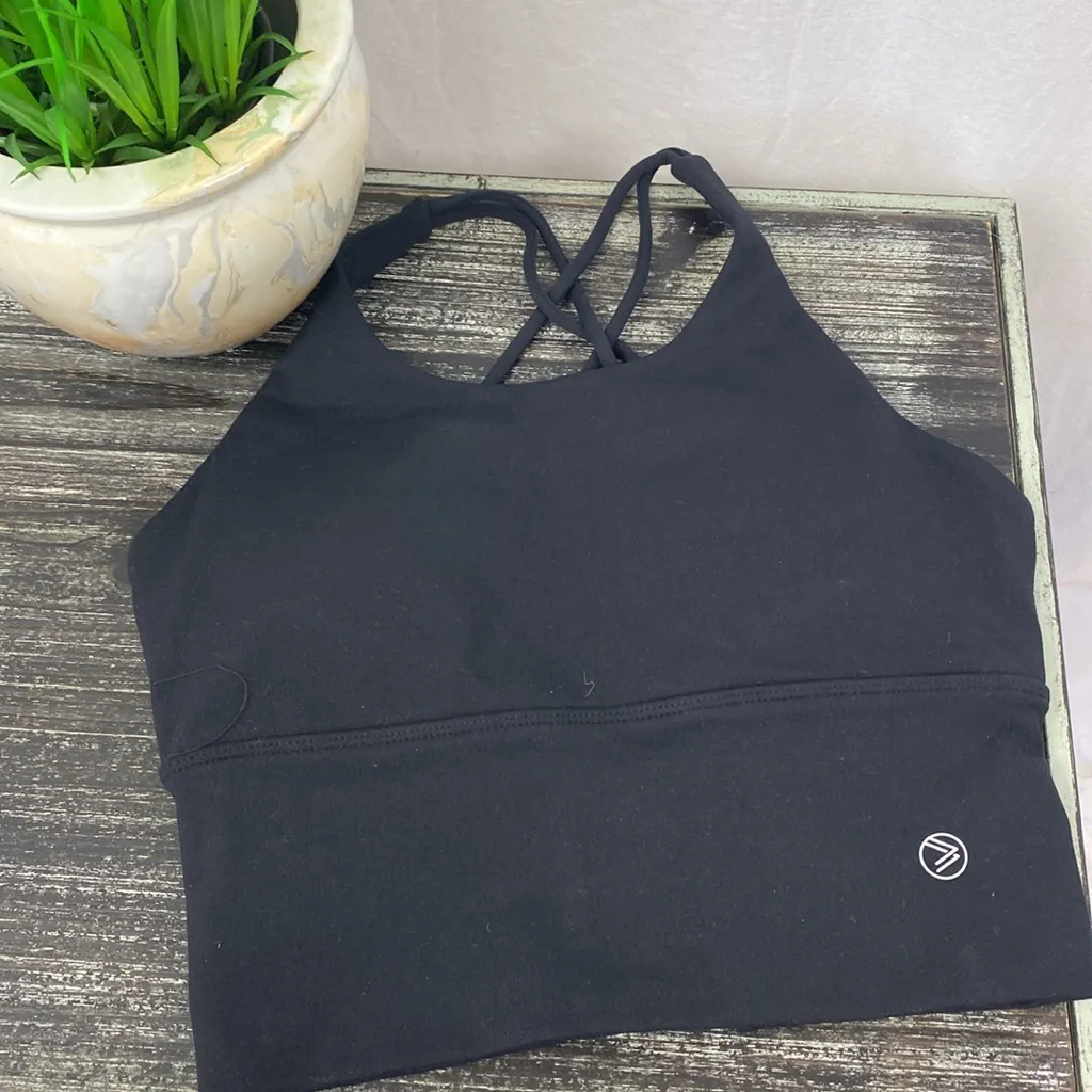 Savvi Black Strappy Back Cropped Athletic Sport Bra Top NEW M Size M - Image 3
