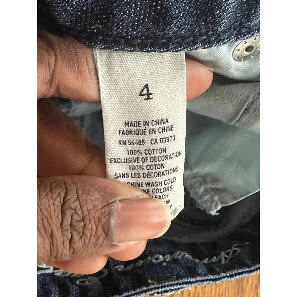 American Eagle Outfitters Distressed Stretchy Denim Shorts Mid Rise Size 4 Blue - Image 4