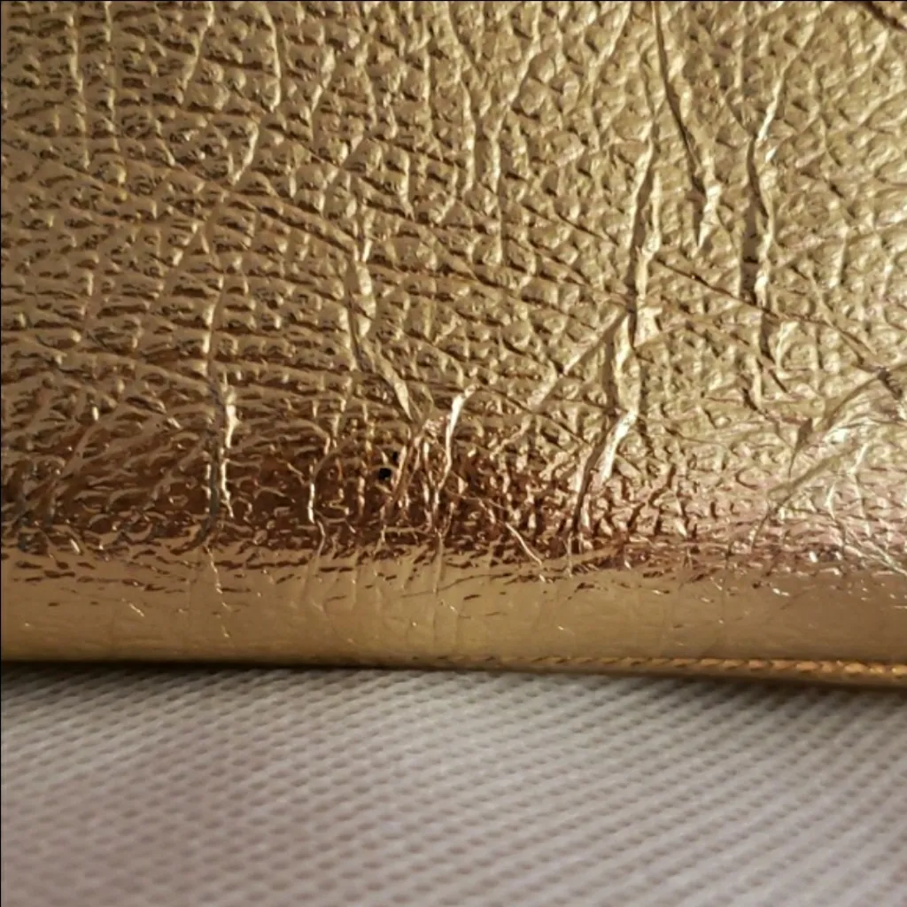 Vintage rare JR Florida gold glam handbag with gold metal handle - Image 13