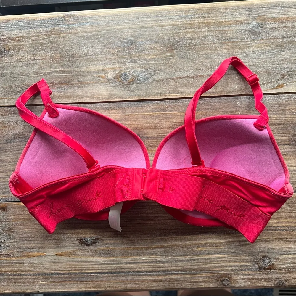 Victoria’s Secret PINK Red Wear Everywhere Super Push Up Bra Size 32C - Image 2