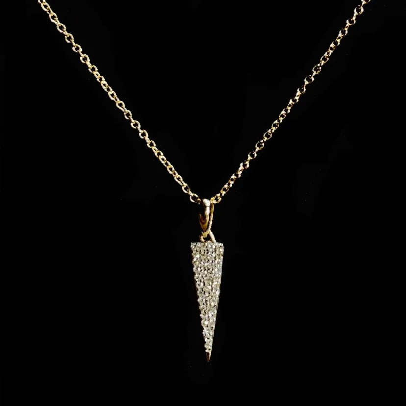 14K Yellow Gold Triangle Diamond Necklace - Image 2