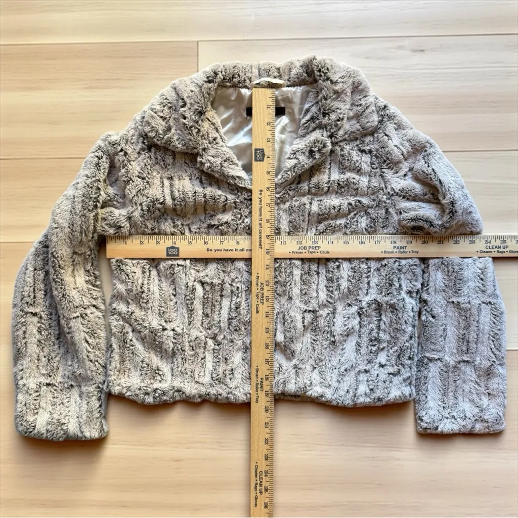 Fever Faux Fur Jacket Gray Plush Textured Coat Women’s Small Holiday Party Glam - Image 8