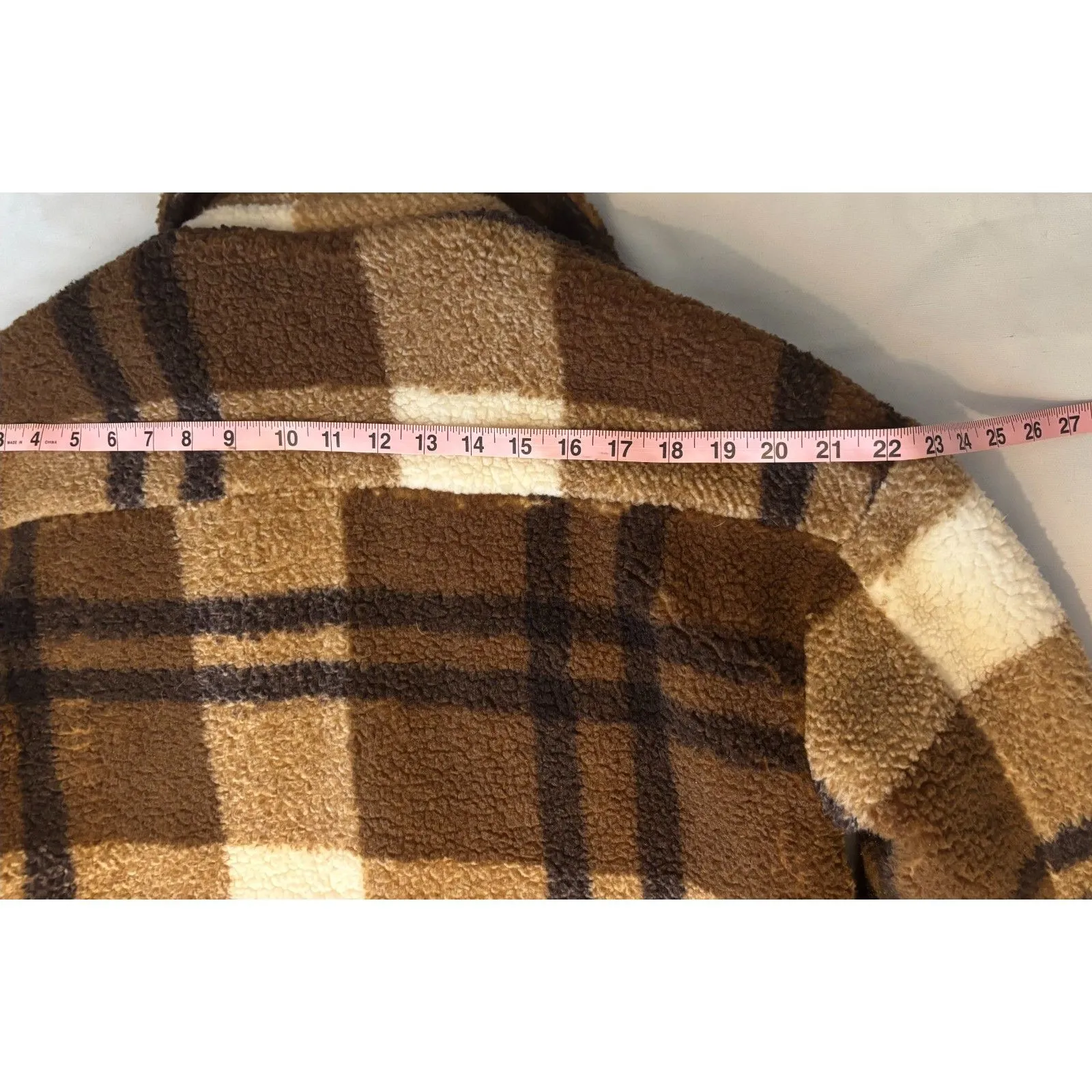 NWOT Stoic Oversized Plaid Sherpa Fleece Shirt Jacket, Brown, Sz S Brown - Image 6
