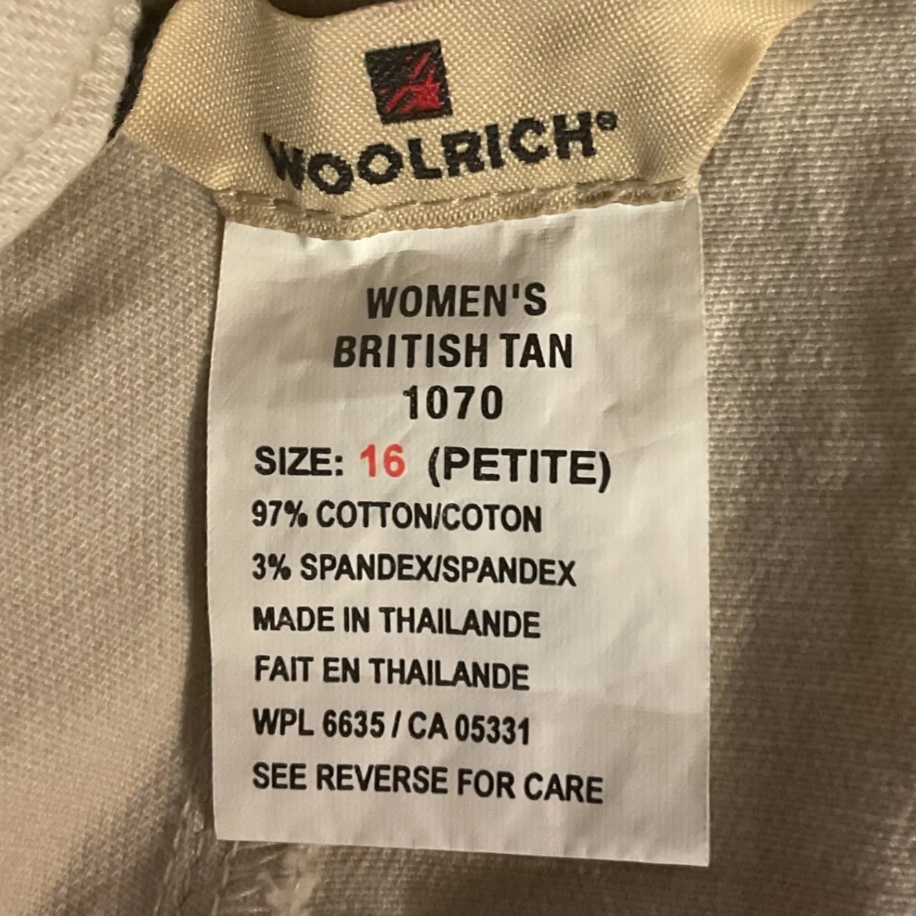 Woolrich Women's British Tan‎ Straight Leg Trouser Pants Beige 16P Petite - Image 8