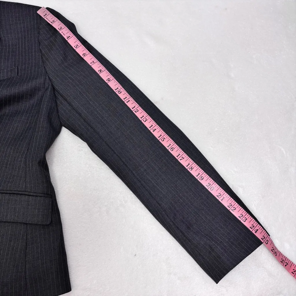J. Crew Super 120's Wool Pinstripe Gray‎ Blazer Size Women's Size 10 - Image 7