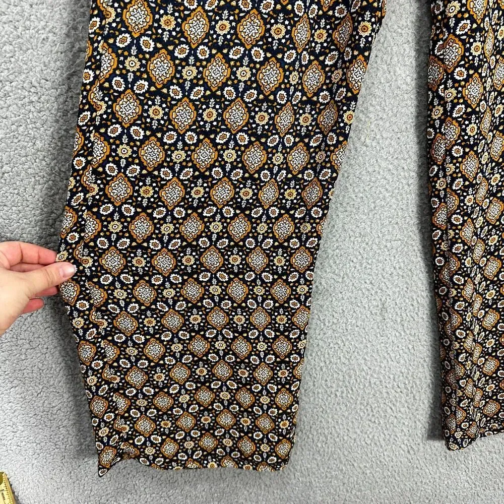 Earthbound Trading Co Pants Womens Small Brown Geometric Wide Leg Pull On Boho - Image 4