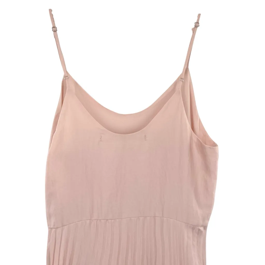 Rachael Roy Pale Pink Strappy Pleated Satin Midi Dress Balletcore - Image 6