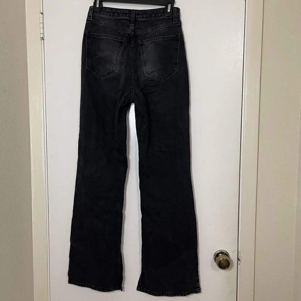 forever 21 high rise straight leg split hem black wash denim jeans size 27 - Image 6