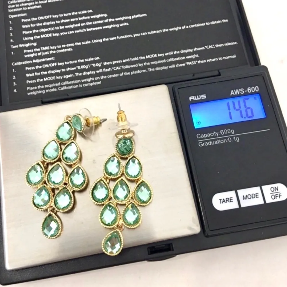 Chandelier earrings, mint green CZ, NWOT - Image 6