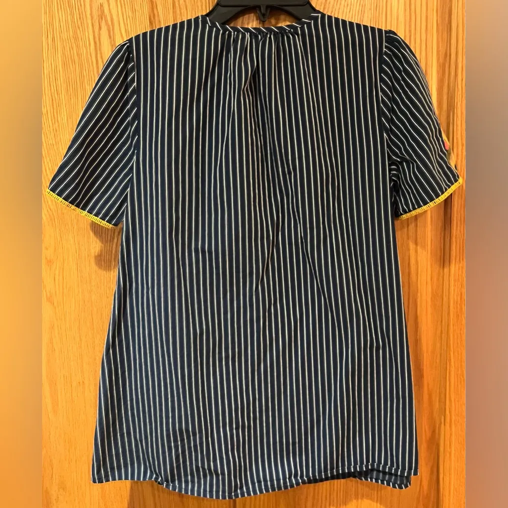 Madewell Floral Embroidered Fable‎ Swingy Top in Twilight Tonal Stripes Size XS - Image 12