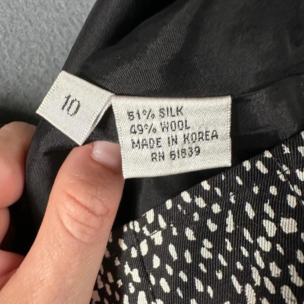 Rickie Freeman Teri Jon Womens‎ 10 Black White Print Silk Wool Pencil Skirt - Image 10