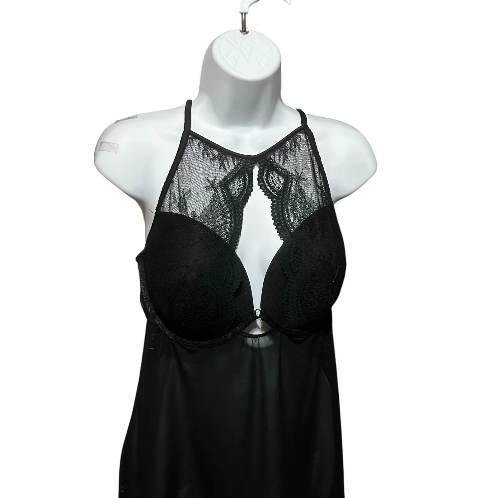 Auden Women Babydoll Lace‎ Lingerie Slip XL Black Sheer Romantic Goth Boudoir - Image 10