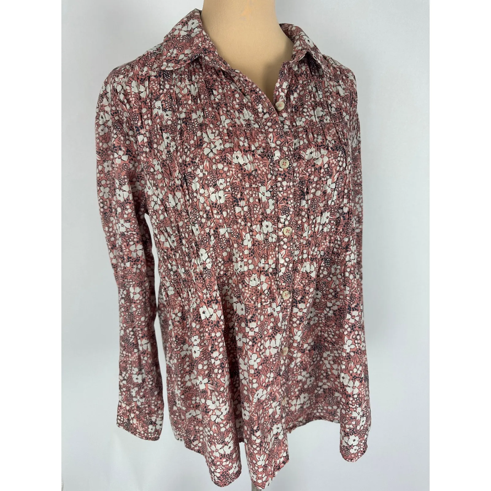 Anthropologie Pilcro Size XS Sasha Smocked Button Down Shirt Oversized Western - Image 4