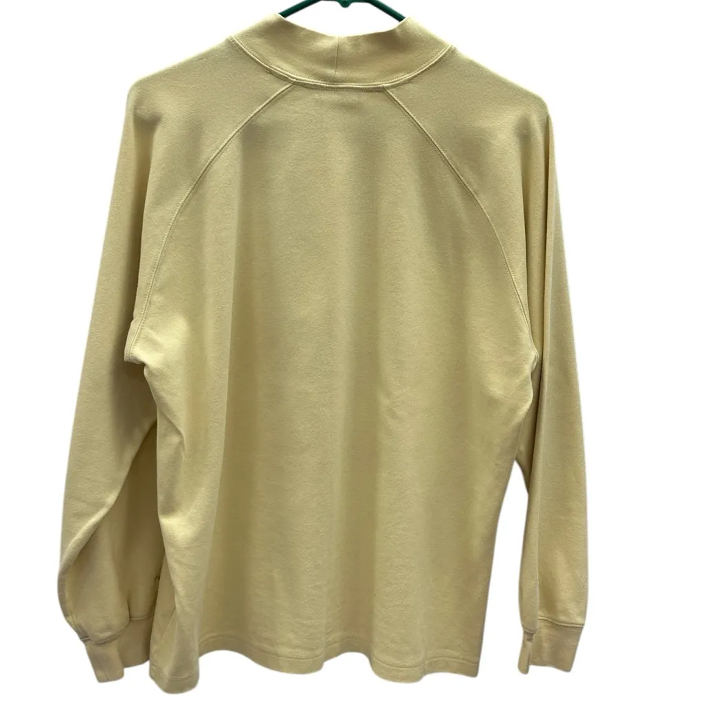 Vintage Reebok Mock Neck Pale Yellow Embroidered Horseshoe Logo Sweatshirt Large - Image 10