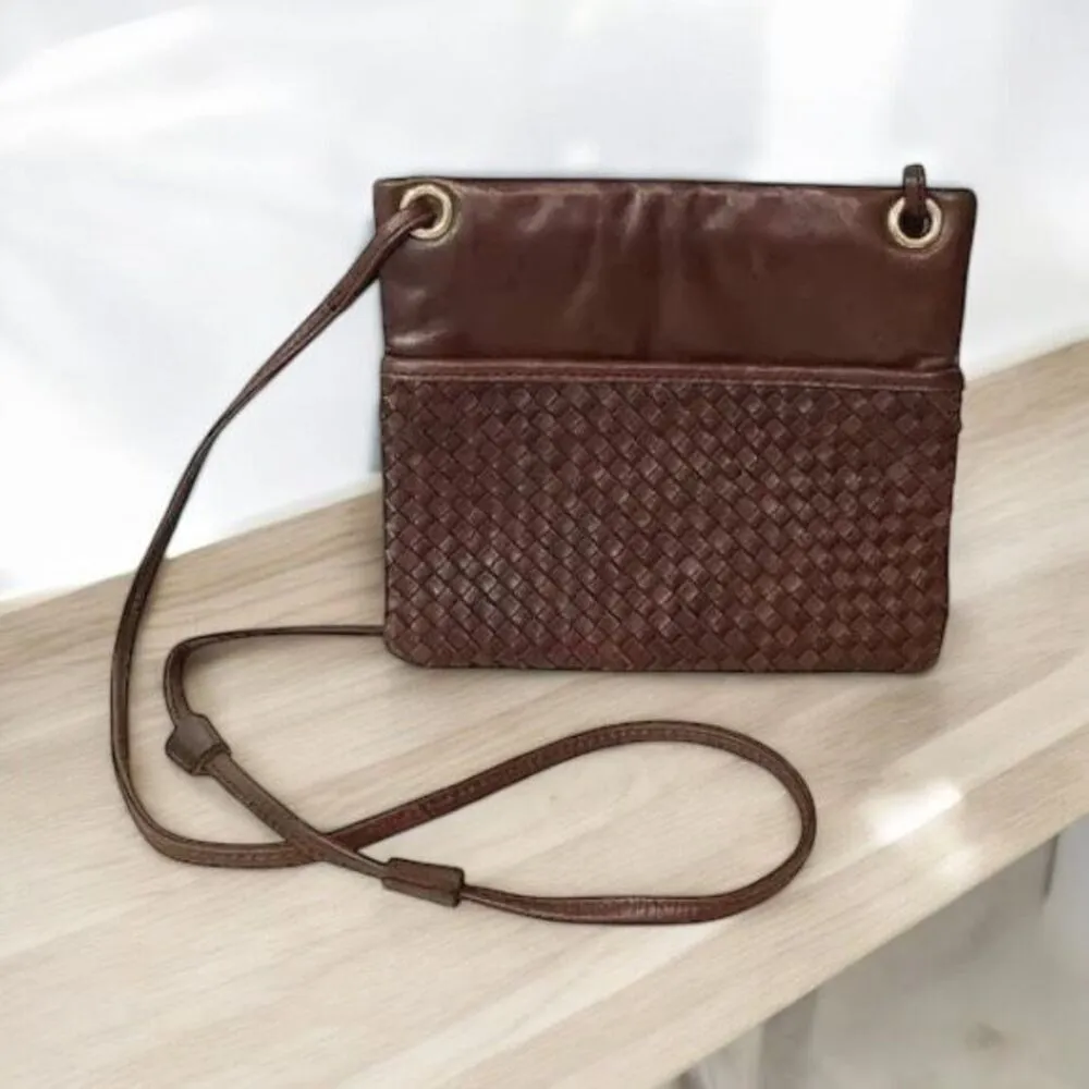✨Margot Brown Leather Weave Basketweave Crossbody Bag Purse✨ Brown - Image 2