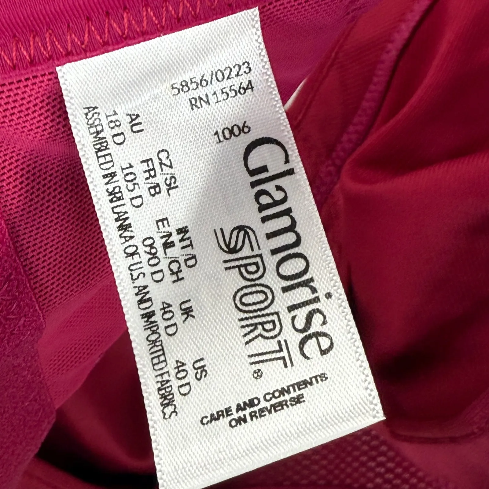 Glamorise Sport Bra‎ Wireless Full Figure Plus Size 40D Active Support Red - Image 4