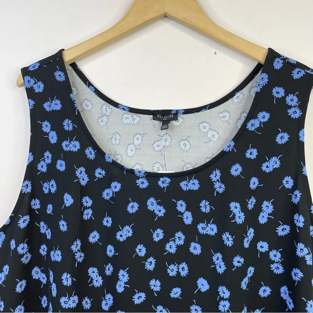 Talbots Blue Black Daisy Knit Jersey sleeveless scoop neck tank top shirt 3X new - Image 3