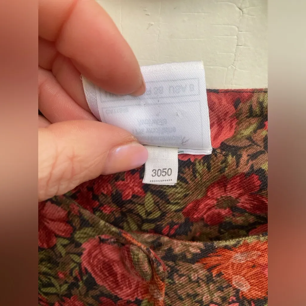 Vintage Laura Ashley Floral Dress Sz 8 Brown Pink Sleeve Basque Waist Wool Blend - Image 12