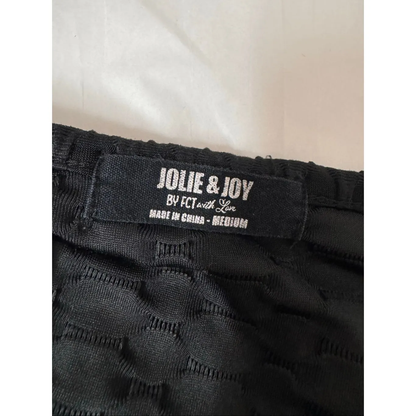 Jolie & Joy Black Textured Long Sleeve Cut Out Crop Top Size M Ruched Front Wrap Size M - Image 7