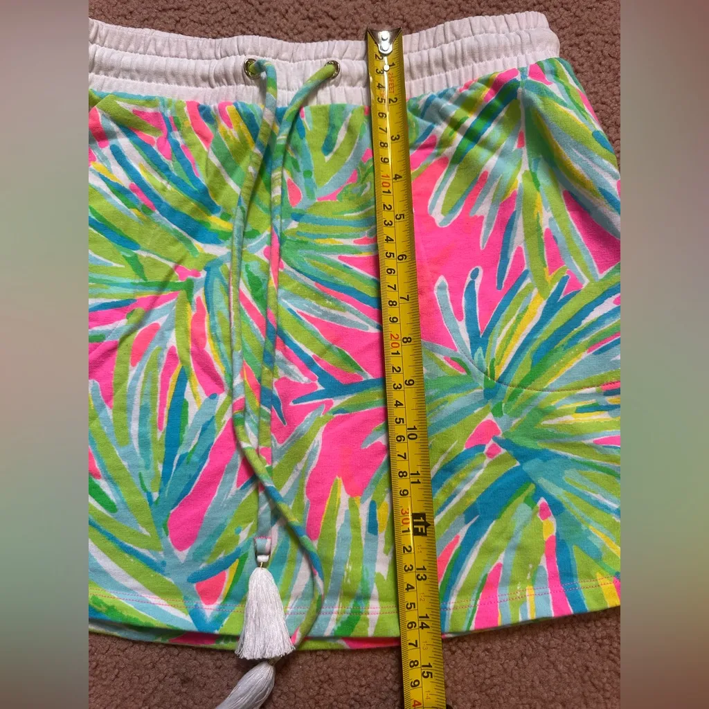 LILLY PULITZER S Zia Mini Skirt Royal Lime Print Tiki Pink Pockets French Terry - Image 4