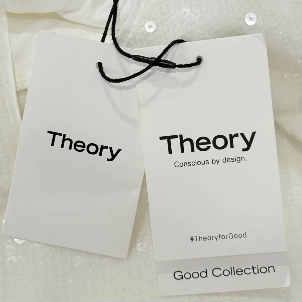 Theory Sequin T-Shirt Mini Dress Oversized White Small Chic Holiday Bridal Party - Image 10