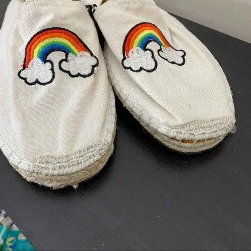 Urban Outfitters Rainbow Canvas Espadrille Flats Womens Size 10 NEW READ - Image 12