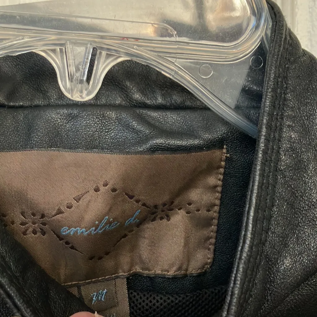 FINAL MARKDOWN Emilie di leather biker jacket medium Black - Image 4