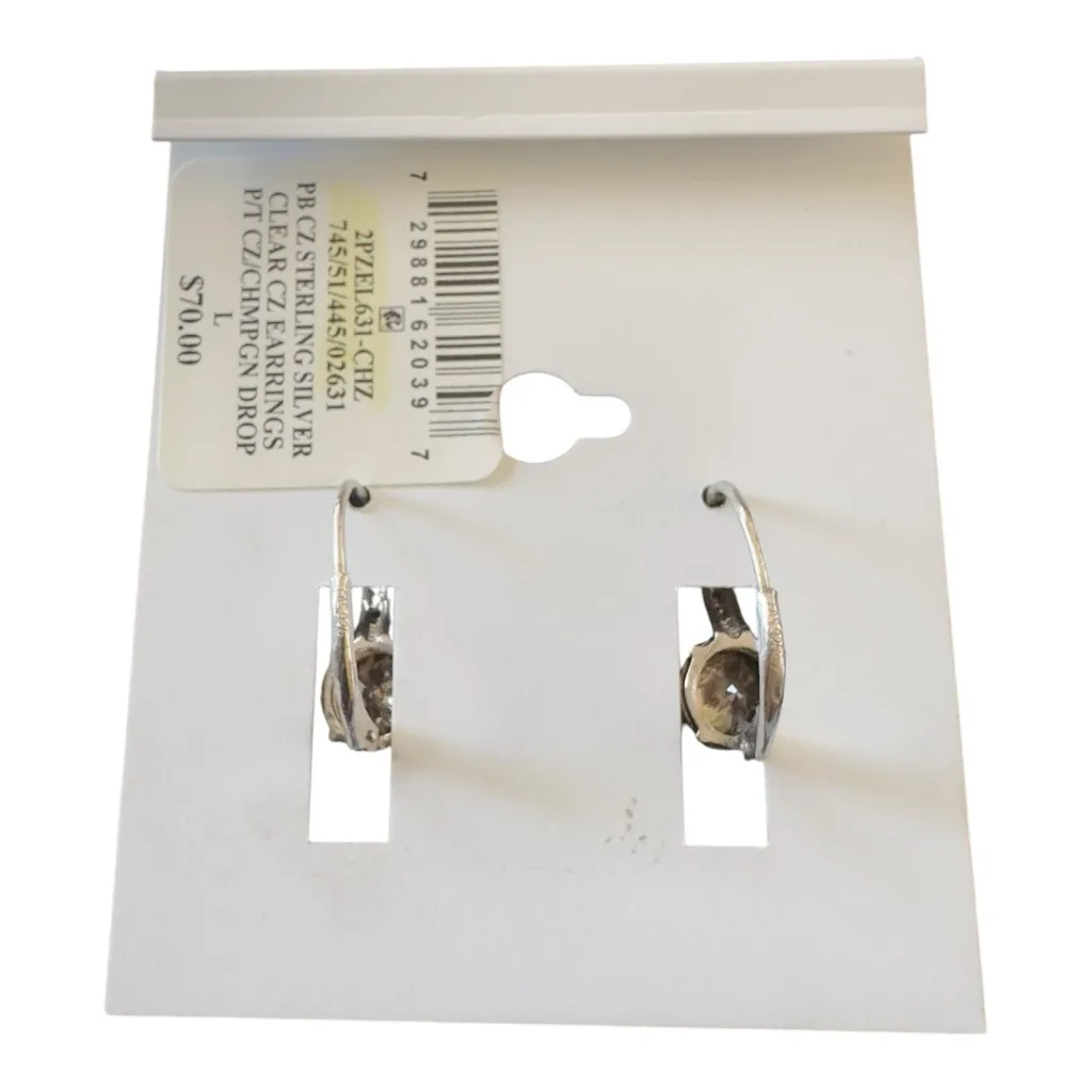 New Giani Bernini Champagne & White Cubic Zirconia Drop Earrings in Sterling - Image 5