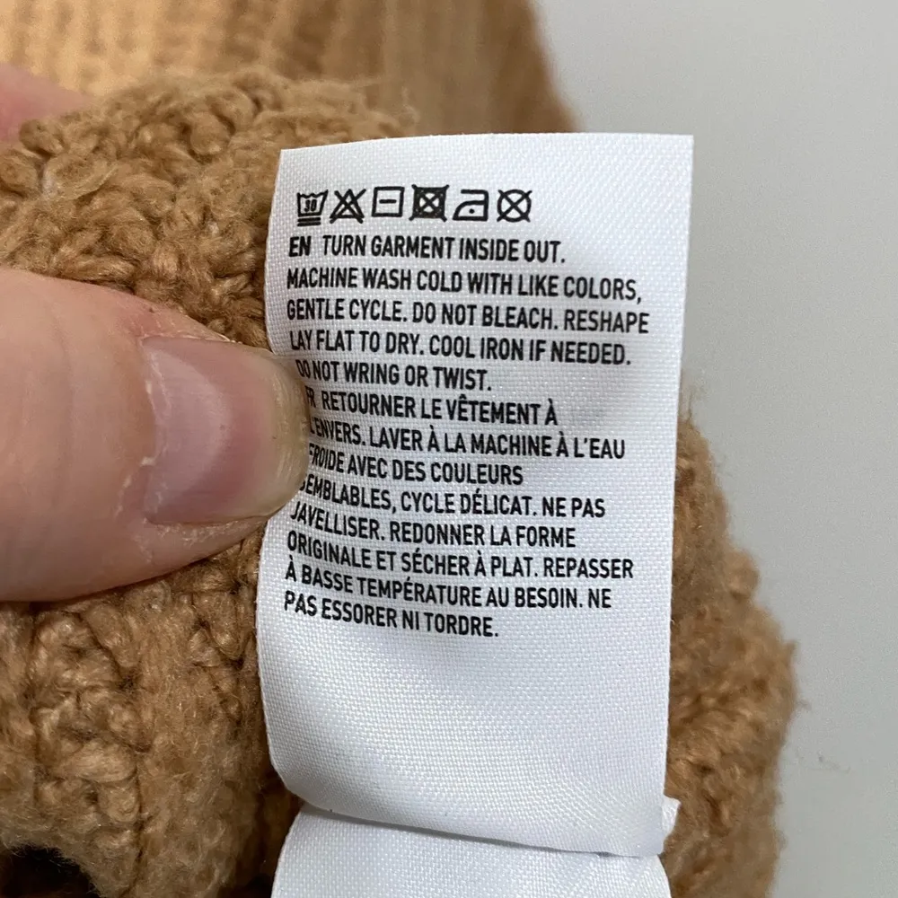 AE Heritage Cozy Sweater in Tan with White Stripes Crop Length Size Large - Image 7